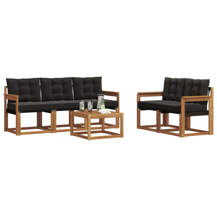 Utomhussoffset med kudde 6 pcs Naturlig och svart
