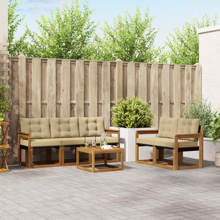Utomhussoffset med kudde 6 pcs Naturlig och Beige