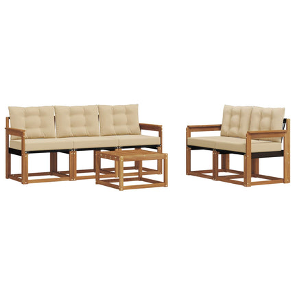 Utomhussoffset med kudde 6 pcs Naturlig och Beige