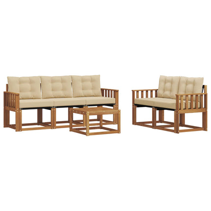 Utomhussoffset med kudde 6 pcs Naturlig och Beige