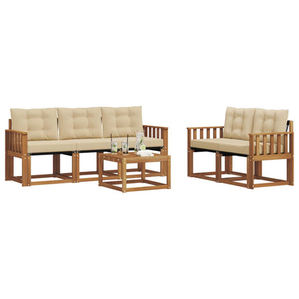 Utomhussoffset med kudde 6 pcs Naturlig och Beige