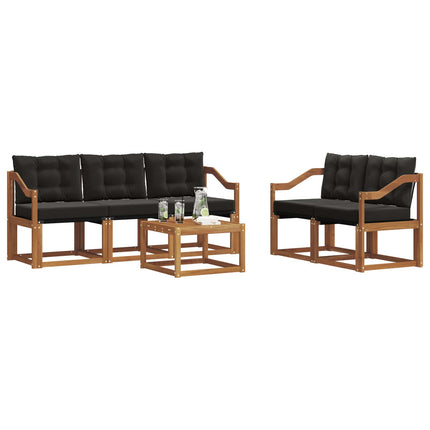 Utomhussoffset med kudde 6 pcs Naturlig och svart