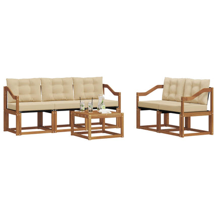 Utomhussoffset med kudde 6 pcs Naturlig och Beige