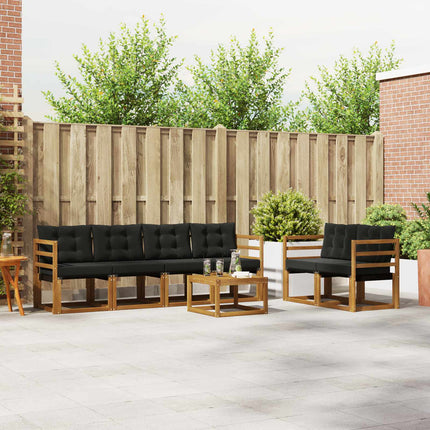 Utomhussoffset med kudde 7 pcs Naturlig och svart