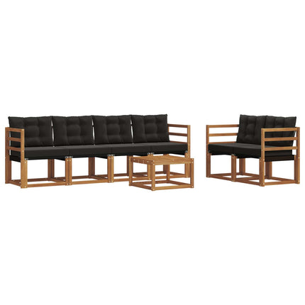 Utomhussoffset med kudde 7 pcs Naturlig och svart