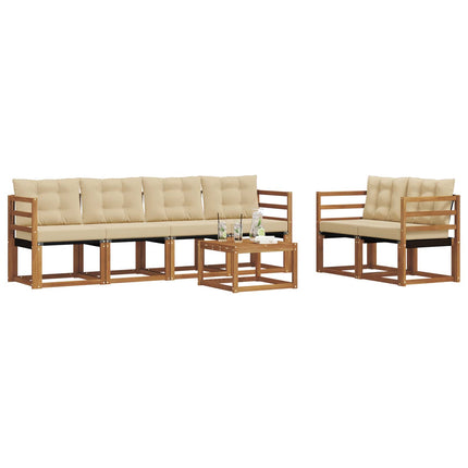 Utomhussoffset med kudde 7 pcs Naturlig och Beige