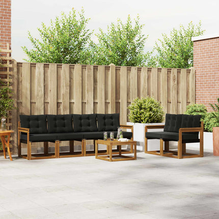 Utomhussoffset med kudde 7 pcs Naturlig och svart