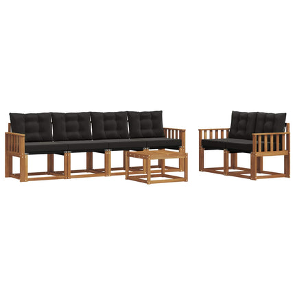 Utomhussoffset med kudde 7 pcs Naturlig och svart