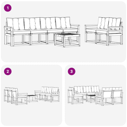 Utomhussoffset med kudde 7 pcs Naturlig och Grädde