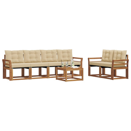 Utomhussoffset med kudde 7 pcs Naturlig och Beige