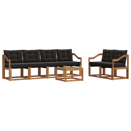 Utomhussoffset med kudde 7 pcs Naturlig och svart
