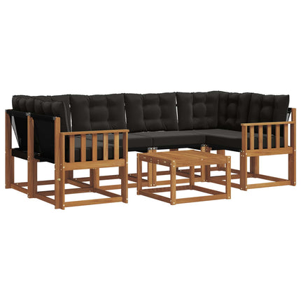 Utomhussoffset med kudde 7 pcs Naturlig och svart