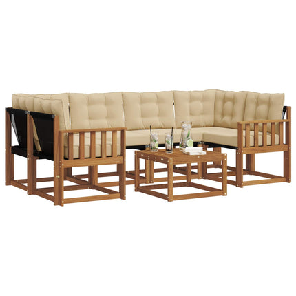 Utomhussoffset med kudde 7 pcs Naturlig och Beige