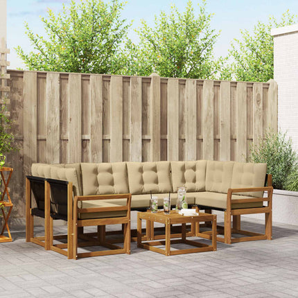 Utomhussoffset med kudde 7 pcs Naturlig och Beige
