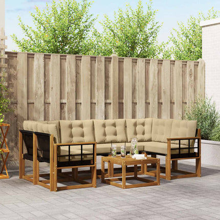 Utomhussoffset med kudde 7 pcs Naturlig och Beige