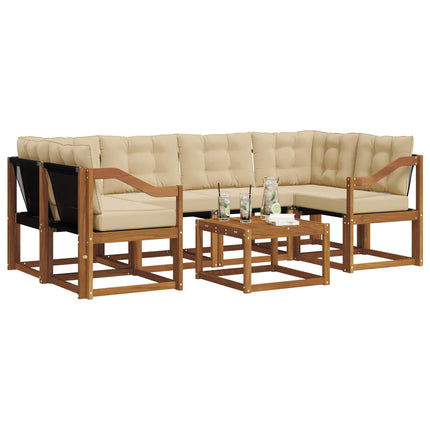 Utomhussoffset med kudde 7 pcs Naturlig och Beige