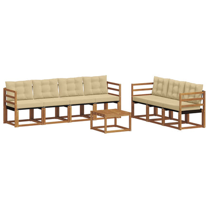 Utomhussoffset med kudde 8 pcs Naturlig och Beige