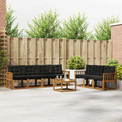 Utomhussoffset med kudde 8 pcs Naturlig och svart