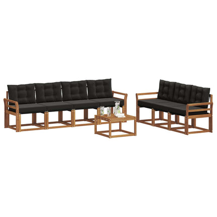 Utomhussoffset med kudde 8 pcs Naturlig och svart