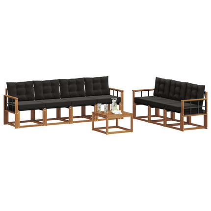 Utomhussoffset med kudde 8 pcs Naturlig och svart