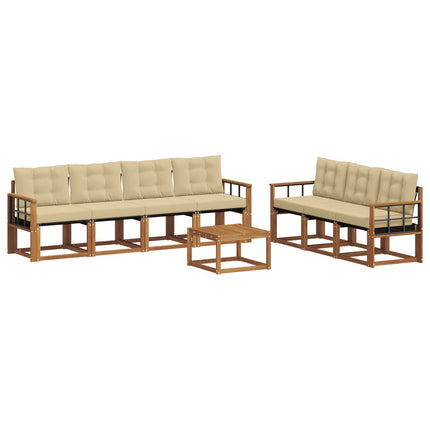 Utomhussoffset med kudde 8 pcs Naturlig och Beige