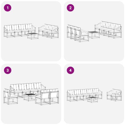 Utomhussoffset med kudde 8 pcs Naturlig och Ljus Grå