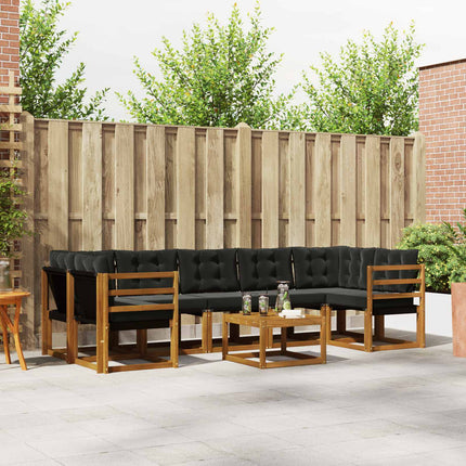Utomhussoffset med kudde 8 pcs Naturlig och svart
