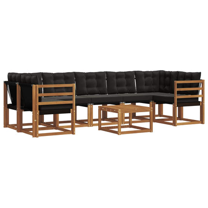 Utomhussoffset med kudde 8 pcs Naturlig och svart