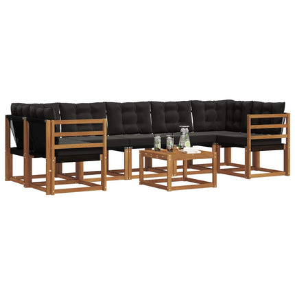 Utomhussoffset med kudde 8 pcs Naturlig och svart