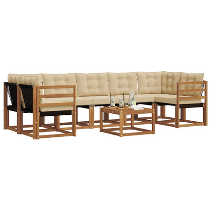 Utomhussoffset med kudde 8 pcs Naturlig och Beige
