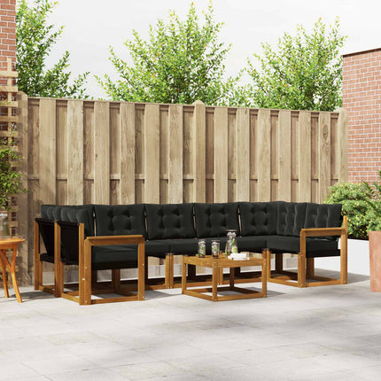 Utomhussoffset med kudde 8 pcs Naturlig och svart