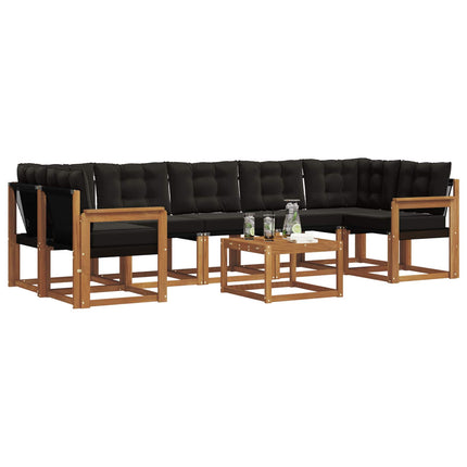 Utomhussoffset med kudde 8 pcs Naturlig och svart