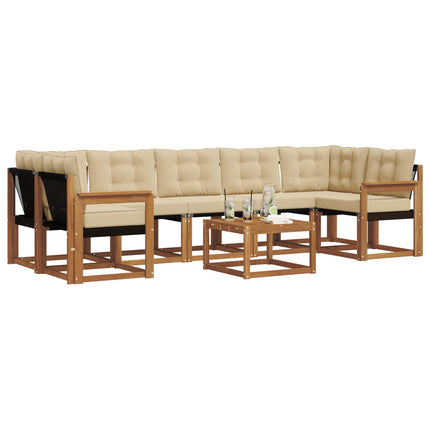 Utomhussoffset med kudde 8 pcs Naturlig och Beige