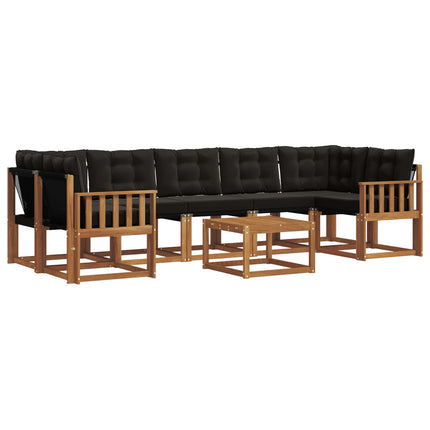Utomhussoffset med kudde 8 pcs Naturlig och svart