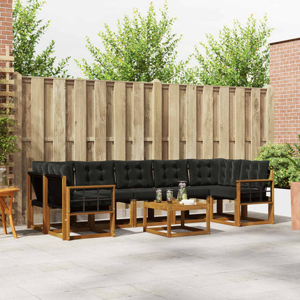 Utomhussoffset med kudde 8 pcs Naturlig och svart