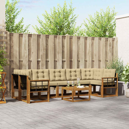 Utomhussoffset med kudde 8 pcs Naturlig och Beige