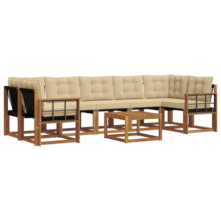 Utomhussoffset med kudde 8 pcs Naturlig och Beige
