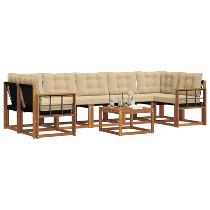 Utomhussoffset med kudde 8 pcs Naturlig och Beige