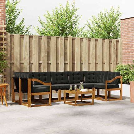 Utomhussoffset med kudde 8 pcs Naturlig och svart