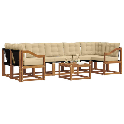 Utomhussoffset med kudde 8 pcs Naturlig och Beige