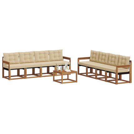 Utomhussoffset med kudde 9 pcs Naturlig och Beige