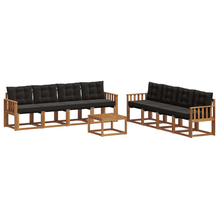 Utomhussoffset med kudde 9 pcs Naturlig och svart
