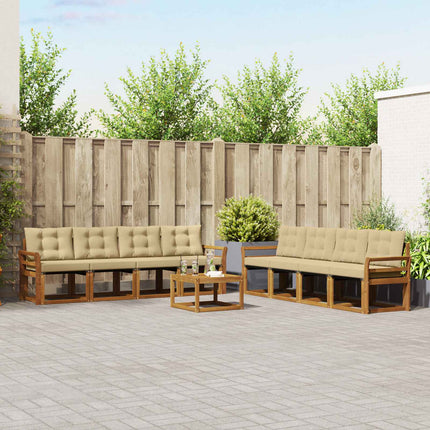 Utomhussoffset med kudde 9 pcs Naturlig och Beige