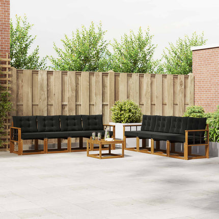 Utomhussoffset med kudde 9 pcs Naturlig och svart