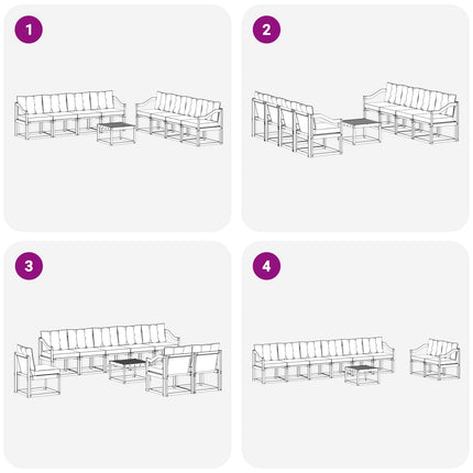 Utomhussoffset med kudde 9 pcs Naturlig och Ljus Grå