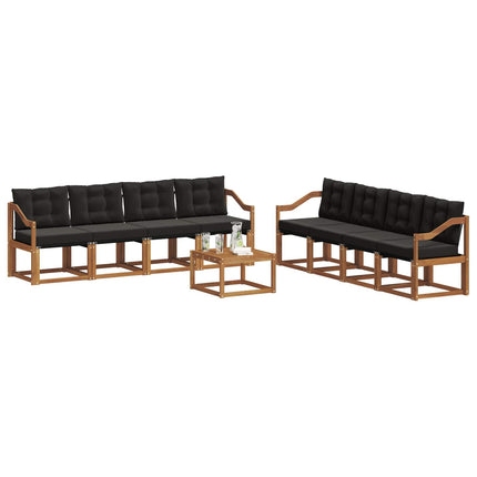 Utomhussoffset med kudde 9 pcs Naturlig och svart