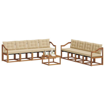 Utomhussoffset med kudde 9 pcs Naturlig och Beige