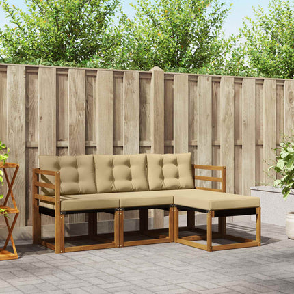 Utomhussoffset med kudde 4 pcs Naturlig och Beige