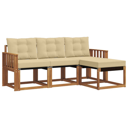 Utomhussoffset med kudde 4 pcs Naturlig och Beige