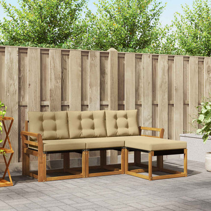 Utomhussoffset med kudde 4 pcs Naturlig och Beige